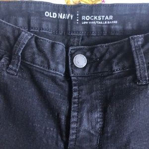 Black stretch jeans (low rise?)